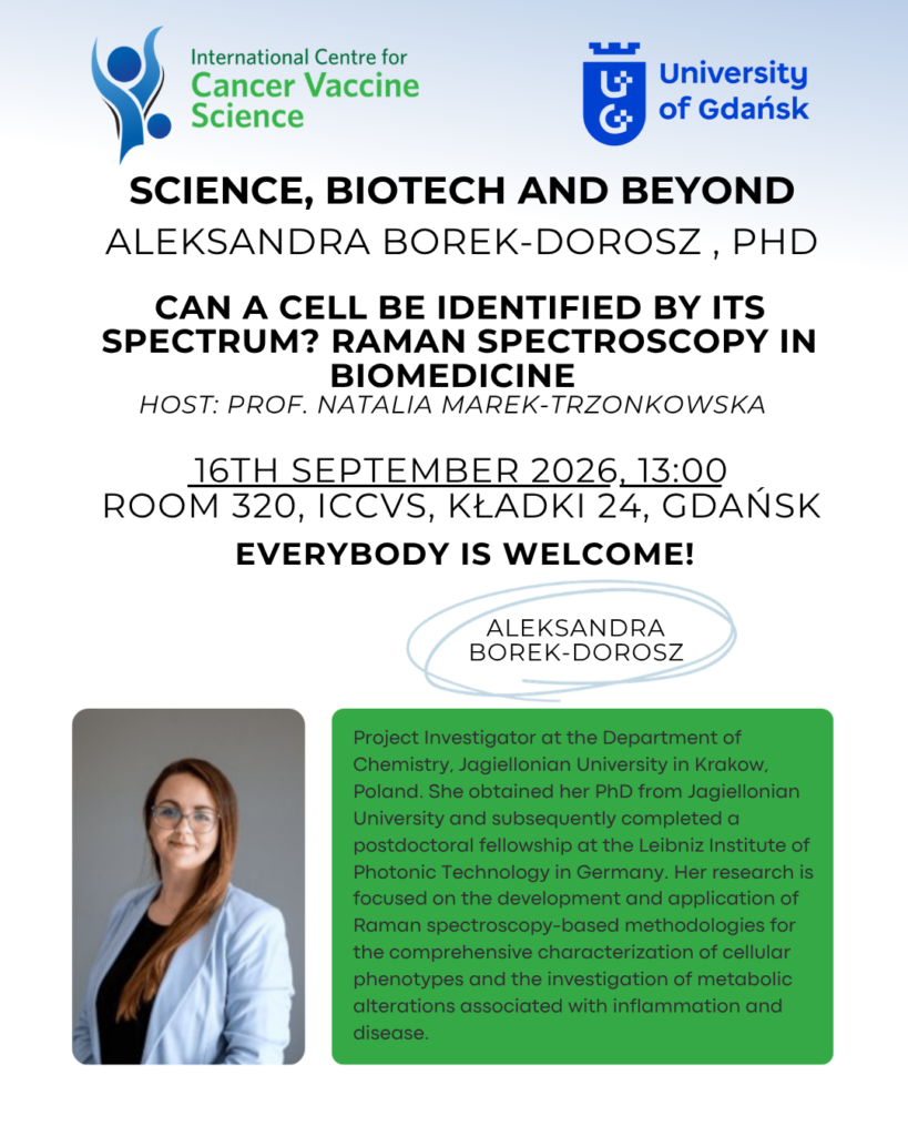 Dr Aleksandra Borek-Dorosz at the Science, Biotech and Beyond Seminar