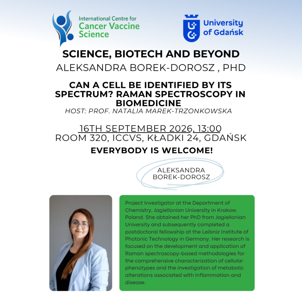 Dr Aleksandra Borek-Dorosz at the Science, Biotech and Beyond Seminar